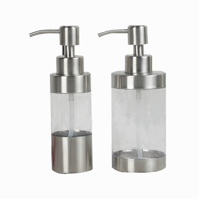 China Stainless Steel Acrylic Plus 304 Stainless Steel Liquid Lotion Bottle Creative Manual Soap Dispenser Clear Hand Sanitizer Bottle for sale