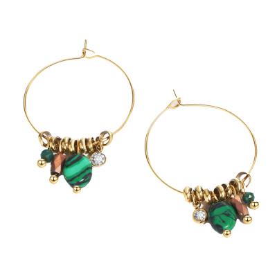 China /2023 New Style Stone Malachite Design Large Circle Fashion Daily Party Earrings Women's Ethnic Earrings Wholesale for sale