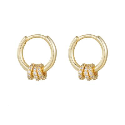 China / Hot Selling Small Gold Plated Zirconia Circle Hoop Earring Sterling Silver Mini Huggie Earrings For Women Girls for sale