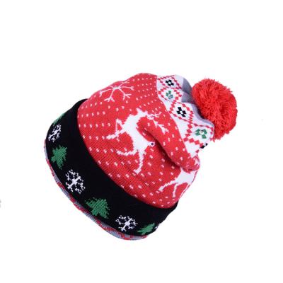 China Custom Christmas gift MOQ 100 Christmas promotion jacquard weave spandex hot selling fashion beanie sport knitted hats winter custom knitted beanie hats for sale