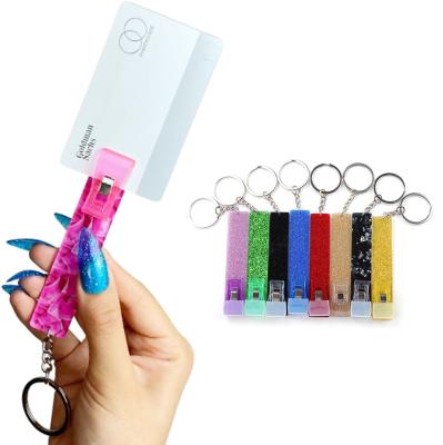 China Cute Acrylic Card Grabber Credit Card Debit Puller Souvenir Gifts Promotion Stock Inventory Key Chain with Pom Pom for Long Nails Atmosphere Key Chain for sale