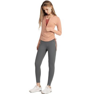 China Fashion Half Zipper Ladies Autumn And Winter Drawstring Quick-drying Breathable Tight-fitting Sports Yoga Wear for sale