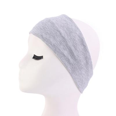 China Fashion Accessory Custom Logo Solid Color Sweatband Elastic Jacquard Cotton Stretch Headband For Sports for sale