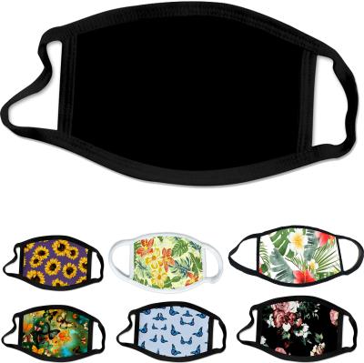 China Custom Full Color Face Mask Earloop Sublimation Printed Adult Black 2-Ply Winter Washable Reusable Cotton Large Adjustable Ear Loops Facemask for sale