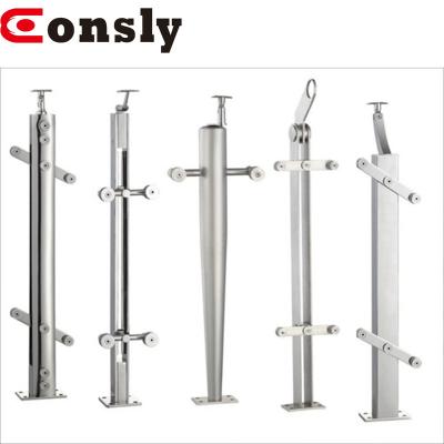 China 304/316 304/316 SS fence post, stainless steel balcony, NC corner posts /glass baluster post for sale