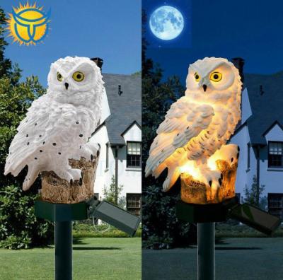 China Decoration Light Resin Owl Solar Stake Owl Led Light Solar Stake Garden Stick Light for sale