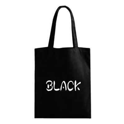 China 100% Eco-friendly Tote Cotton Shopping Custom Plain Black Standard Size Canvas Bags for sale