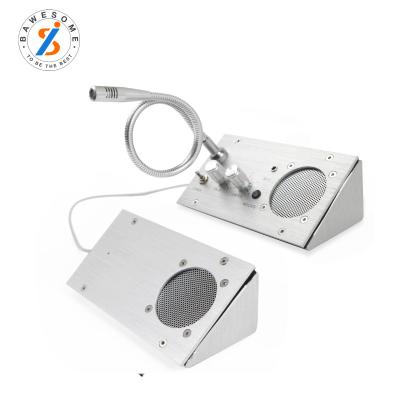 China Double Way Window Intercom Bank Counter Aluminum Alloy 2W Intercom For Restaurant Pharmacy Dining Hall Voice System for sale