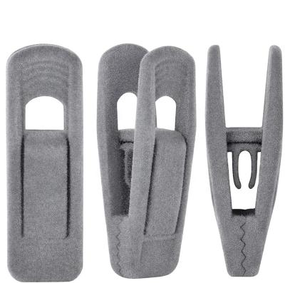 China Anqi Contemporary Gray Movable Removable Trouser Clips For Velvet Hangers Trousers Pegs Velvet Trouser Clips for sale