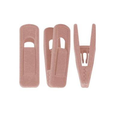 China ANQI ROSE KOREAN durabke removable adjustable r flocked hanger velvet pegs finger clips plastic clips for sale