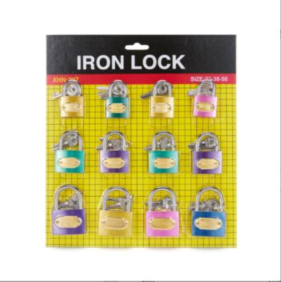 China Steel 20-25-32 Pcs Gold And Brass Iron 12 Color Card Padlock for sale