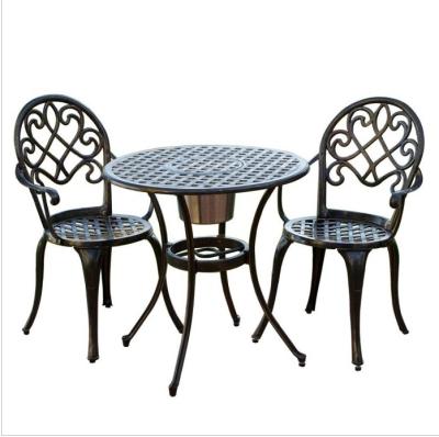 China Outdoor Weather Furniture Aluminum Ice Bucket Table Set Garden Ice Bucket Table And Chairs for sale