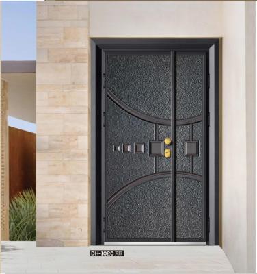 China Modern High Quality Zinc Alloy Single Entrance Exterior Villa Security Door Security Double Steel Doors for sale