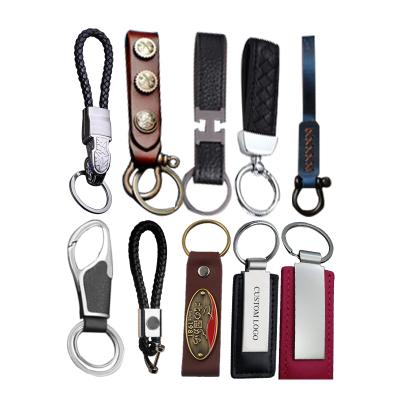 China Fathers Day Gifts / Promotion Gift New Custom Key Chain Luxury Genuine Leather Key Chain Personalized Simple Leather Car Key Holder for sale