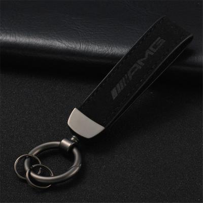 China Universal Car Key Chain Black Leather Logo Key Chain Keychain for sale