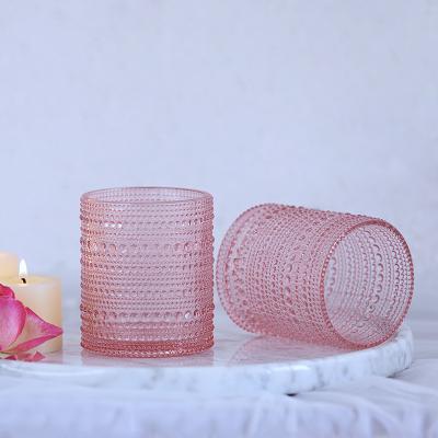 China Home Decoration Hot Selling Empty Candle Jars Pink Candle Container Jar For Party Decorations for sale