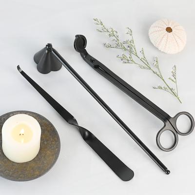 China Black Candle Care Tool Kit Wick Trimmer Stainless Steel Universal Candle Sniffer Cutout Accessory Set for sale