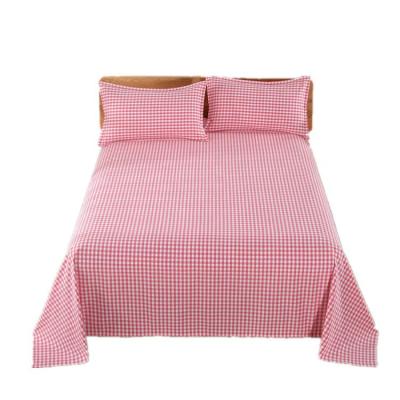 China Cheap 100% Cotton Yarn-dyed Bed Sheet Korean North European Classic Fashionable Plaid Grid Bedding Set for sale