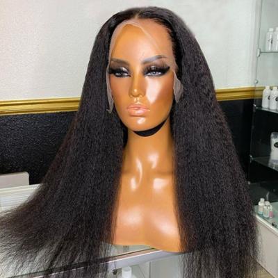 China Baby Hair Around and Pre Plucked Italian Lace Front Wig Brazilian Lace Frontal Yaki Hair Wigs Preplucked Bleached Knots Hair Lace Wig for sale