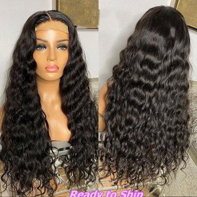 China Baby Hair Around and Pre Plucked Glueless Virgin Brazilian Water Wave Lace Frontal Wigs Baby Hair Front Lace Wig Preplucked Natural Hairline for sale