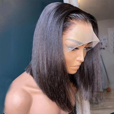 China Baby Hair Around & Wholesale Sellers Pre Plucked Virgin Brazilian Lace Front Short Bob Wig 100% Cuticle Aligned Hair Straight HD Lace Front Wigs For Women for sale