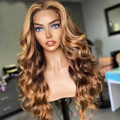 China Baby Hair Around And Pre Plucked Brazilian Virgin Hair Highlight Lace Front Wig Wholesale Full Lace Frontal Wigs With Preplucked for sale