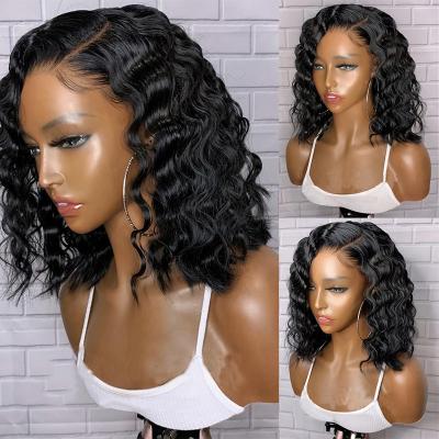 China Baby Hair Around And Pre Plucked Wholesale Short Bob Deep Wave Lace Frontal Wig Raw Virgin Cuticle Aligned Brazilian Deep Curly Hair Full Lace Hair Wigs for sale