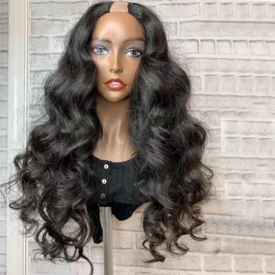 China Baby Hair Around And Pre Plucked Virgin Brazilian No Lace U Part Wig Hair For Color Women Raw Wavy U Part Hair Wigs Wholesale Can Be Perm And Dye for sale