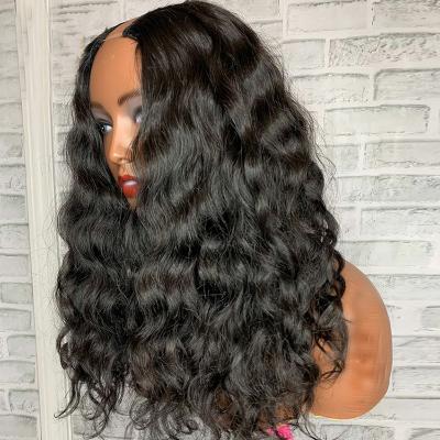 China Baby Hair Around And Pre Plucked Wholesale Remy Glueless Wavy U Part Hair Wig Brazilian Cuticle Aligned Hair U Part Wigs for sale