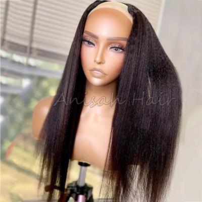 China Baby Hair Around And Pre-Plucked Virgin Brazilian Hair Wholesale Virgin Hair Italian Curly Yaki Wig U Part Wig Glueless Straight Hair Wigs For Black Women for sale