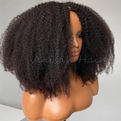 China Baby Hair Around And Pre Plucked U Part Hair Wigs Non-Lace Machine Made Wig Curly Curly U Front Wigs Glueless Brazilian Virgin Hair For Black Women for sale