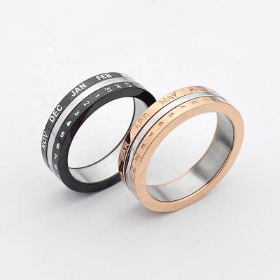 China GGCH Vintage Date Ring Stainless Steel Couples Titanium Steel Numeral Ring Can Be New Fashionable Female Ring Turned Rose Gold for sale