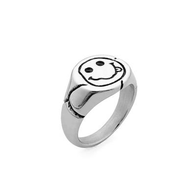 China New Vintage GGCH Personalized One Hundred Match Smiley Face Ring Men And Women Shape Titanium Steel Finger for sale