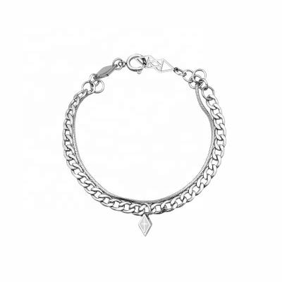 China Vintage GGCH CIA Niche Design GGCH Double Bracelet Personality Cold Wind Diamond Female Korean Single Bracelet Titanium Steel Niche Design for sale