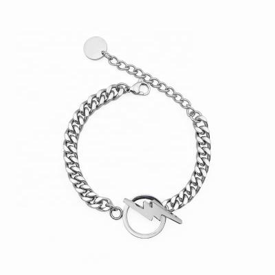 China Fashionable lightning OT buckle GGCH bracelet tide titanium men and women couples wholesale simple steel and soft adjustable for sale