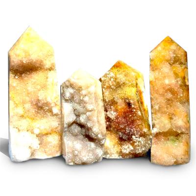 China Wholesale Natural Healing Stone Crystal Wand Tower Druzy Agate Crystal Agate Tower from Europe for sale