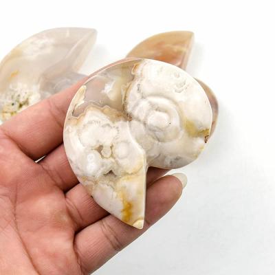 China Europe Hot Sale Natural Quartz Cherry Agate Carving Healing Crystal Snail for sale