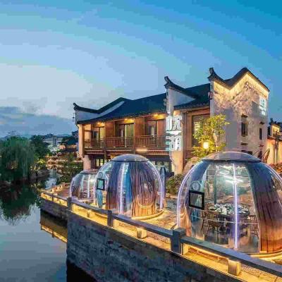 China Hotel/ Outdoor/ Garden/Restaurant/ Cafe/ Resorts/ Vilas/ camping Easy Installation Prefab Starry  Cabin House Geodesic Kit Mould Dome House for sale