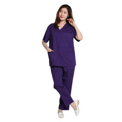 China Fashionable Hospital V-Neckline Printing Medical Hospital Nurse Uniform Customized Design Stretch Cloth Shorts Sleeve Scrubs for sale