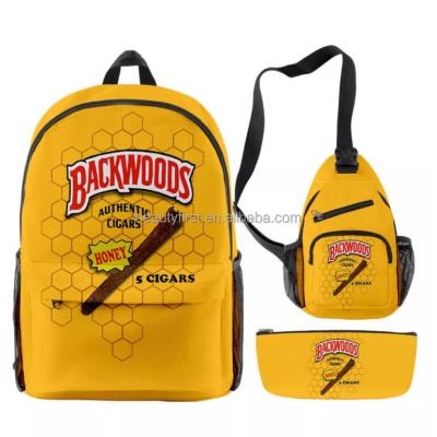 China Wholesale Custom Waterproof Logo Printing Backwoods Backpack Set 3 Pcs Backwood Shoulder Bag for sale