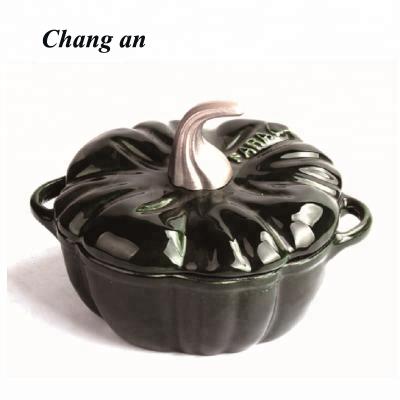 China Sustainable Dark Green Enamel Cast Fruit Pot for sale