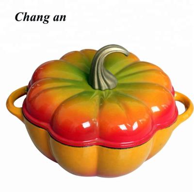 China Sustainable Orange Cast Iron Fruit Pot for sale