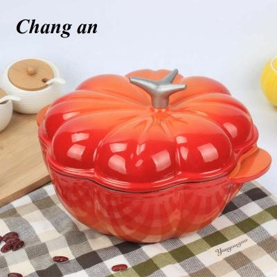 China Viable Shade Enamel Cast Iron Red Fruit Pot 25CM for sale