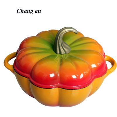 China Sustainable Enameled Cast Iron Fruit Casserole Pot 24cm Pumpkin Pot for sale