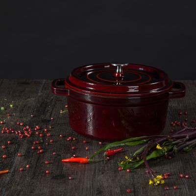 China Mini Sustainable Enameled Cast Iron Casserole With Two Handles 10cm Diameter Pot for sale