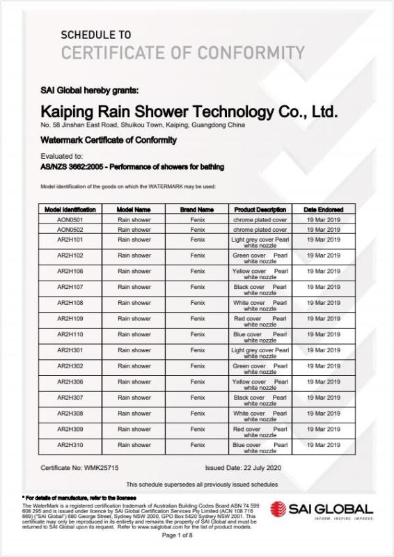 WaterMark - Xiamen Rain Shower Technology Co., Ltd.