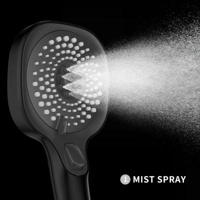 China Without Diverter Design 2021 New Handheld Showerhead 3 Functions With One Touch Pause Black Shower Head for sale