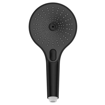 China 3 Function 5 Inch Round Hand Held Shower Head Black Hand Held High Pressure Oversized Showerhead for sale