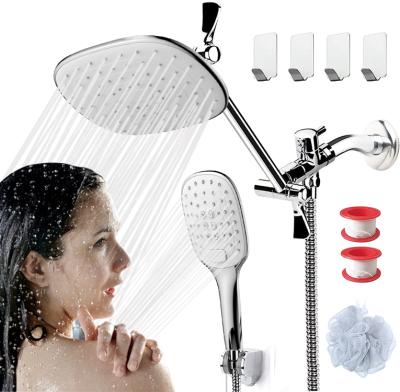 China Non-diverting Double Shower Head Combo Set With 3 Function Hand Shower Bathroom Rainfall Showerhead System Wall Mounted Shower for sale