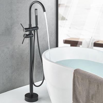 China Without Slide Bar Floor Stand Faucet 2021 Free Standing Bathtub Faucet Bath Shower Mixer Bathroom Faucets for sale